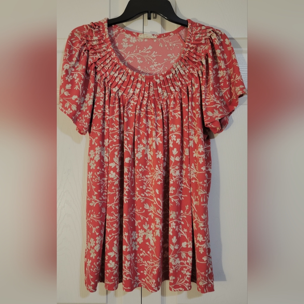Style & Co. Floral Blouse in Coral and Cream